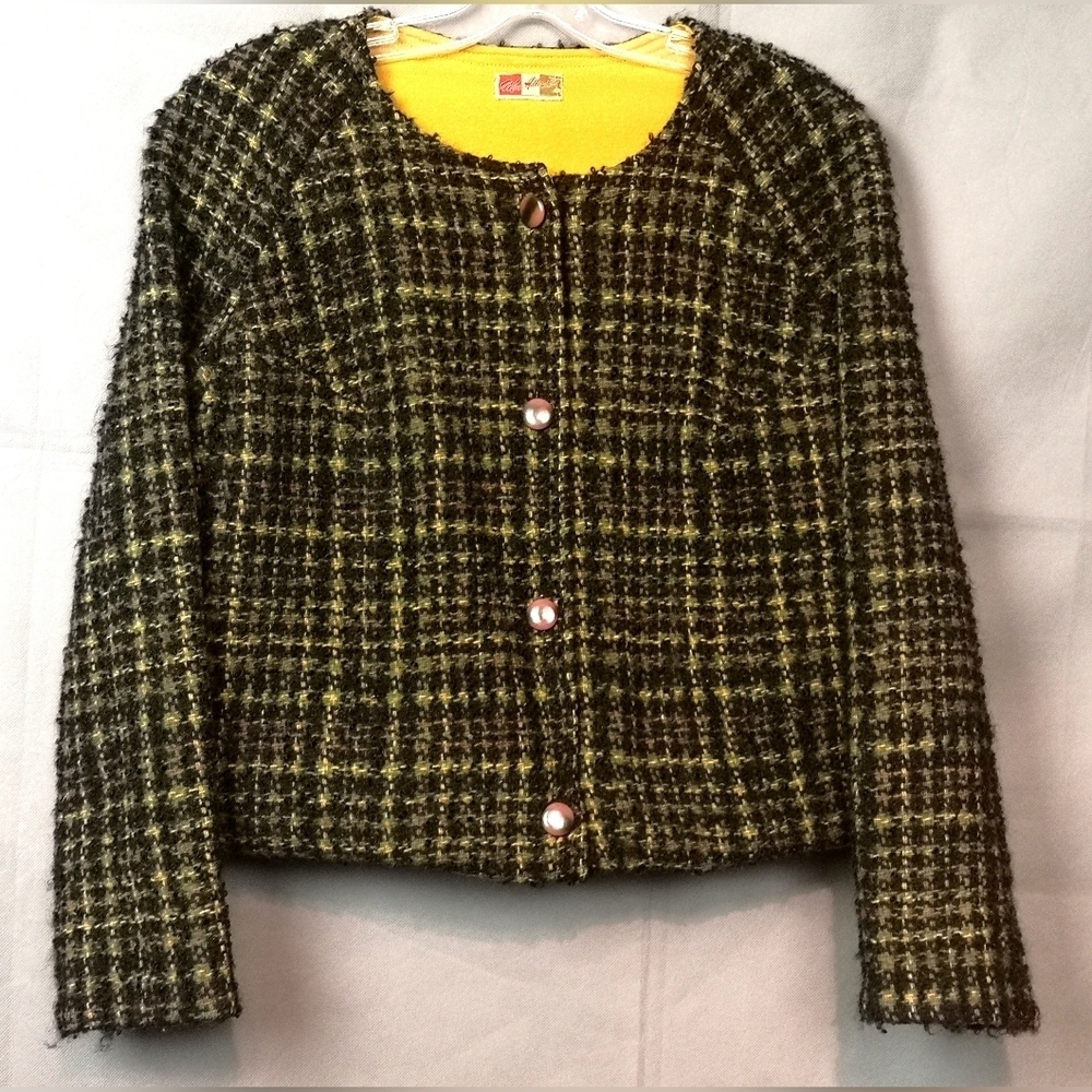 Upcycled Vintage Tweed Cropped Plaid Jacket